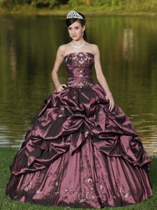 Custom Size Strapless Quinceanera Dress Beaded Decorate With Rust Red