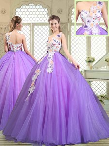 Popular Beading and Appliques Quinceanera Gowns with One Shoulder