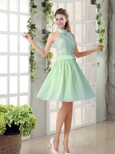Fashionable Short Quinceanera Dama Dress With High Neck
