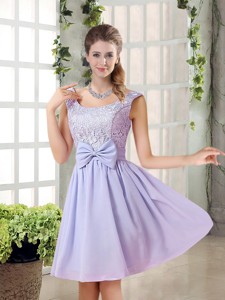 Fall A Line Straps Lace Quinceanera Dama Dress In Lavender