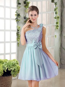 Summer A Line One Shoulder Quinceanera Dama Dress With Lace