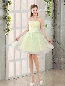Custom Made A Line Strapless Tulle Quinceanera Dama Dress With Belt