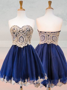 Fashionable Organza Applique With Beading Quinceanera Dama Dress In Royal Blue