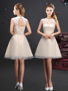 Discount Turndown Short Quinceanera Dama Dress With Appliques And Lace