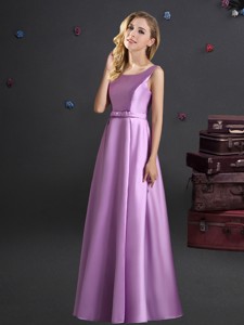 Modern Elastic Woven Satin Lilac Quinceanera Dama Dress With Square