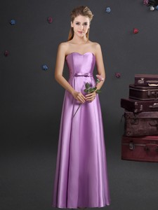 Classical Elastic Woven Satin Bowknot Quinceanera Dama Dress In Lilac