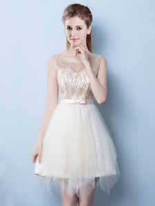 New Style See Through Scoop Sequined Dama Dress in Asymmetrical