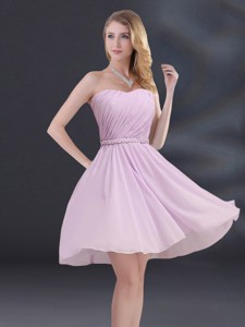 A Line Sweetheart Quinceanera Dama Dress With Ruhing And Belt