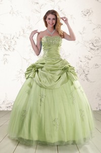 Sweetheart Beading Quinceanera Dress In Yellow Green