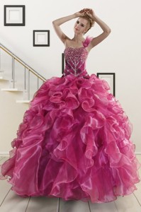 Exclusive Beading One Shoulder Sweet 16 Dress In Fuchsia