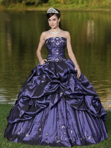 Custom Size Strapless Quinceanera Dress Beaded Decorate With Blue