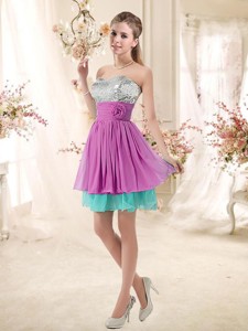 Inexpensive Sweetheart Sequins And Belt Dama Dress In Multi Color