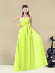 Fashionable Sweetheart Belt Dama Dress In Yellow Green