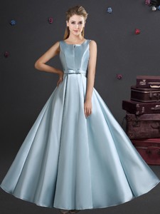 Spring Elegant Straps Light Blue Dama Dress With Bowknot