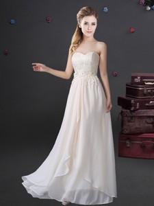 Beautiful Applique and Laced Sweetheart Long Dama Dress in Chiffon