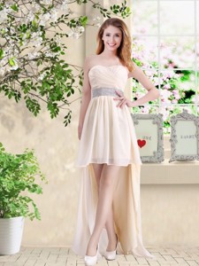 Affordable High Low Sweetheart Dama Dress In Champagne