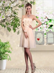Popular Strapless Laced Dama Dress With Appliques