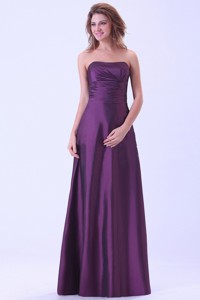 Dark Purple Bridemaid Dress Strapless Floor-length For Custom Made