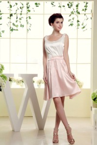 Scoop Dama Dress With White And Baby Pink Mini-length