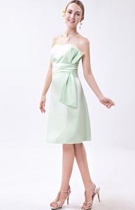Apple Green Column Strapless Mini-length Taffeta Ruch Dama Dress
