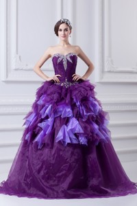 Beading Multi-color Sweetheart Ball Gown Quinceanera Dress With Ruffles