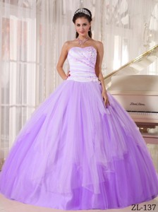 Affordable Lavender and White Ball Gown Sweetheart Beading Quinceanera Dress