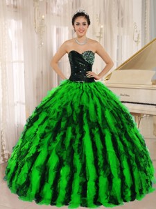 Beaded and Ruffled Sweetheart For Multi-color Quinceanera Dress Hawaii