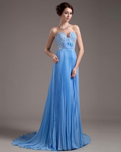 Discount Brush Train Sweetheart Evening Dress In Baby Blue