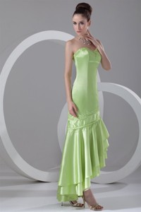 Column Sweetheart High-low Taffeta Beading Spring Green Evening Dress