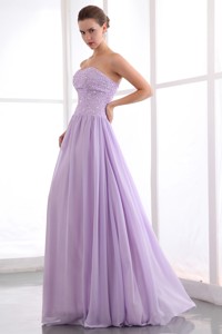 Lavender Empire Strapless Floor-length Chiffon Beading Evening Dress