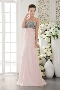 Pink Empire Sweetheart Floor-length Chiffon Beading Prom / Evening Dress