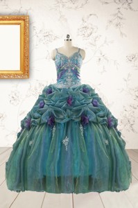 Beautiful Multi-color Straps Appliques Quinceanera Dress
