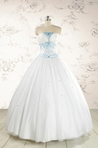 Beautiful Appliques And Beading White Quinceanera Dress