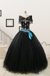 Cheap Black Quinceanera Dress With Appliques