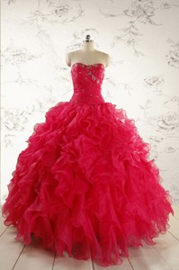New Style Sweetheart Coral Red Quinceanera Dress With Beading