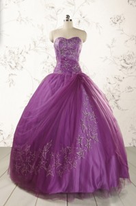 Formal Sweetheart Purple Quinceanera Dress With Appliques
