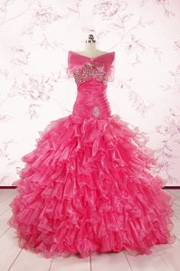 Sweetheart Sequins Ruffles Unique Hot Pink Quinceanera Dress