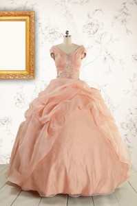 New Style Beading Quinceanera Dress In Peach