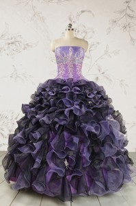 Unique Multi-color Quinceanera Dress With Beading And Ruffles