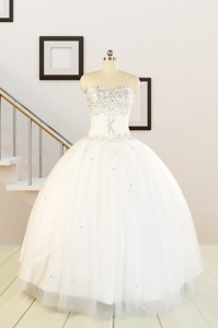White Elegant Quinceanera Dress With Beading