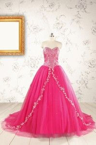 Beautiful Hot Pink Quinceanera Dress With Beading And Appliques