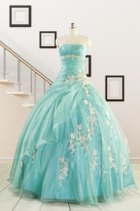 Discount Blue Quinceanera Dress With Appliques