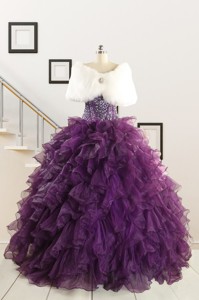 Luxurious Beading And Ruffles Quinceanera Dress In Purple