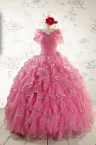 New Style Rose Pink Quinceanera Dress With Beading