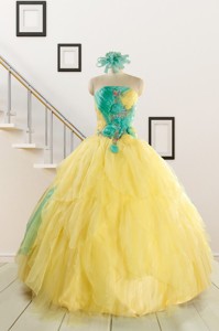 Classical Multi Color Quinceanera Dress With Hand Made Flowers