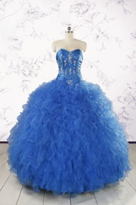 Pretty Royal Blue Quinceanera Dress With Appliques And Ruffles