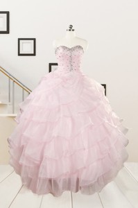 Cute Baby Pink Quinceanera Dress With Beading And Ruffles