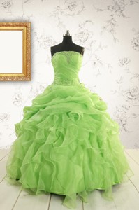 Perfect Green Quinceanera Dress With Beading And Ruffles