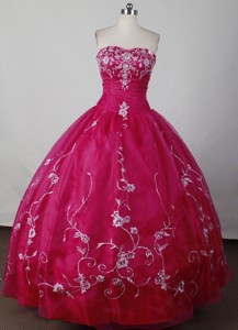 Beautiful Ball Gown Strapless Floor-length Magenta Quinceanera Dress