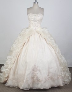 Romantic Ball Gown Strapless Floor-length Champagne Quinceanera Dress